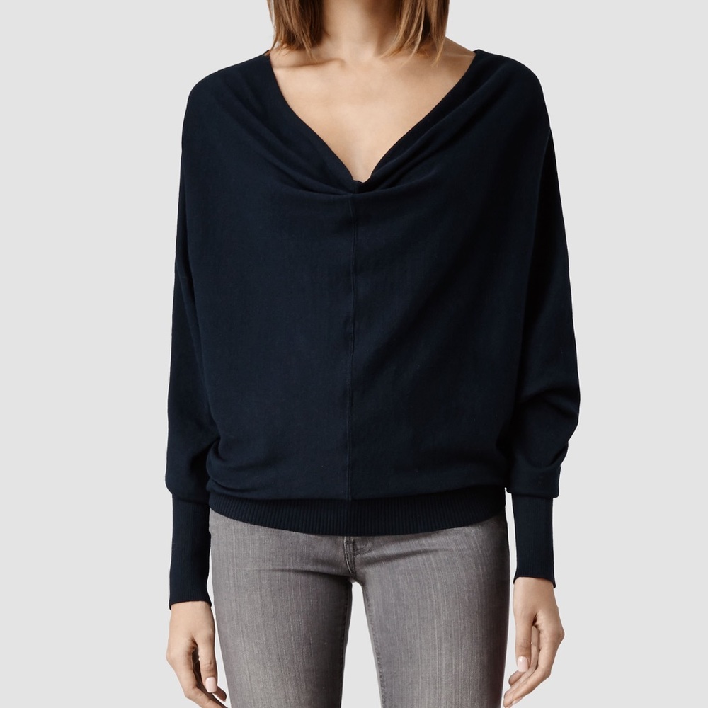 All Saints Black Elgar Cowl Jumper Sweater US 0